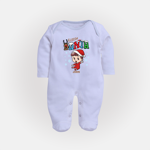 Little Santa - Adorable Kids Baby Sleep Suit For Christmas - BABY BLUE - New Born (Chest 7.5")