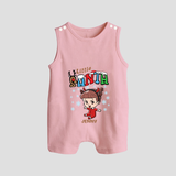 Little Santa - Custom-made Kids Romper Suit For Christmas - BABY PINK - 0 - 5 Months Old (Chest 18")