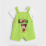 Little Santa - Custom-made Kids Dungaree Set For Christmas - GREEN - 0 - 5 Months Old (Chest 18")