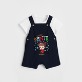 Little Santa - Custom-made Kids Dungaree Set For Christmas - NAVY BLUE - 0 - 5 Months Old (Chest 18")