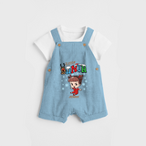 Little Santa - Custom-made Kids Dungaree Set For Christmas - SKY BLUE - 0 - 5 Months Old (Chest 18")