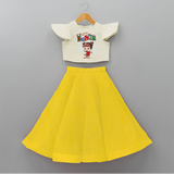 Little Santa - Custom-made Kids Crop Top And Skirt For Christmas - YELLOW - 6 - 9 Months Old (Chest 20" , Frock Waist 20")