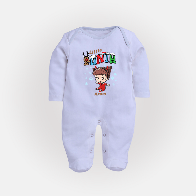 Little Santa - Custom-made Kids Baby Sleep Suit For Christmas - BABY BLUE - New Born (Chest 7.5")