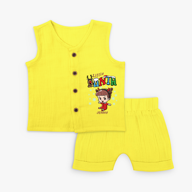 Little Santa - Custom-made Kids Jabla Set For Christmas - YELLOW - 0 - 3 Months Old (Chest 9.8")