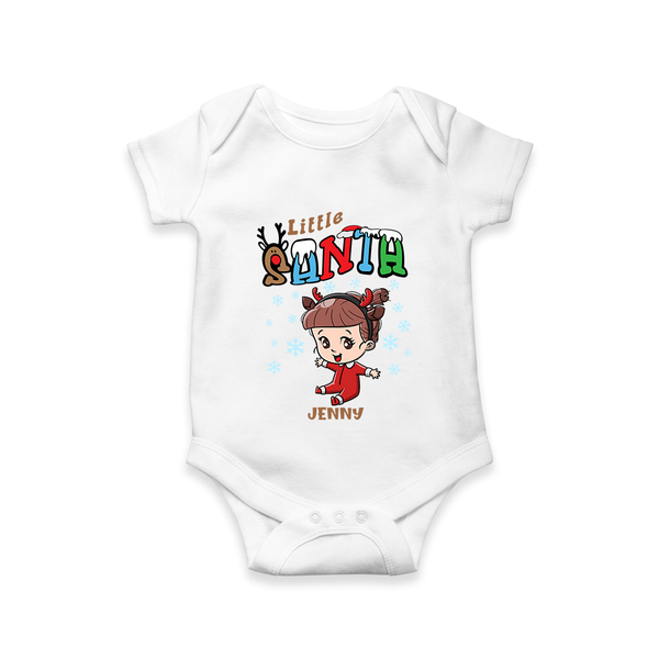 Little Santa - Custom-made Baby Romper For Christmas - WHITE - 0 - 3 Months Old (Chest 16")