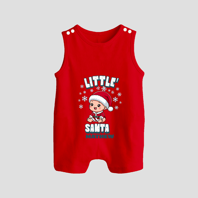 Little' Santa - Customized Romper Suit For Kids With Name - RED - 0 - 5 Months Old (Chest 18")