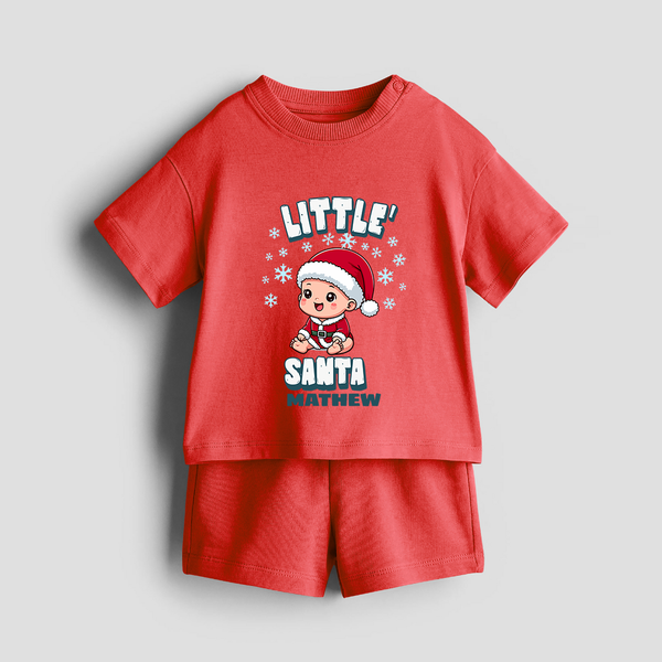 Little' Santa - Customized Co-ord Set For Kids With Name - RED - 0-5 months old  (Chest 18")