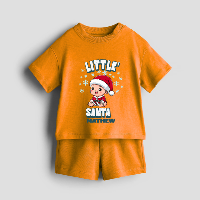 Little' Santa - Customized Co-ord Set For Kids With Name - TANGERINE - 0-5 months old  (Chest 18")