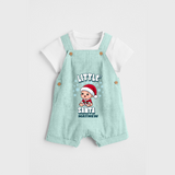 Little' Santa - Customized Dungaree Set For Kids With Name - ARCTIC BLUE - 0 - 5 Months Old (Chest 18")