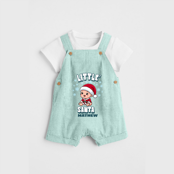 Little' Santa - Customized Dungaree Set For Kids With Name - ARCTIC BLUE - 0 - 5 Months Old (Chest 18")