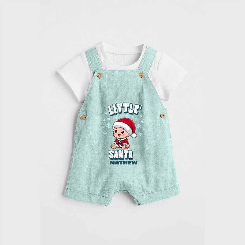 Little' Santa - Customized Dungaree Set For Kids With Name - ARCTIC BLUE - 0 - 5 Months Old (Chest 18")