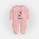 Little' Santa - Customized Baby Sleep Suit For Kids With Name - BABY PINK - New Born (Chest 7.5")