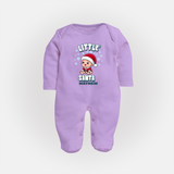 Little' Santa - Customized Baby Sleep Suit For Kids With Name - LILAC - New Born (Chest 7.5")