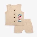 Little' Santa - Customized Jabla Set For Kids With Name - CREAM - 0 - 3 Months Old (Chest 9.8")