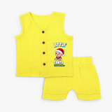 Little' Santa - Customized Jabla Set For Kids With Name - YELLOW - 0 - 3 Months Old (Chest 9.8")