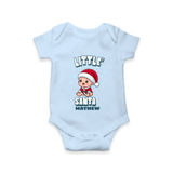 Little' Santa - Customized Romper For Babies With Name - BABY BLUE - 0 - 3 Months Old (Chest 16")