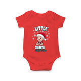 Little' Santa - Customized Romper For Babies With Name - RED - 0 - 3 Months Old (Chest 16")