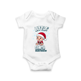 Little' Santa - Customized Romper For Babies With Name - WHITE - 0 - 3 Months Old (Chest 16")