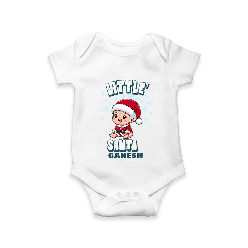 Little Santa – Baby Christmas Romper - WHITE - New Born (Chest 14")