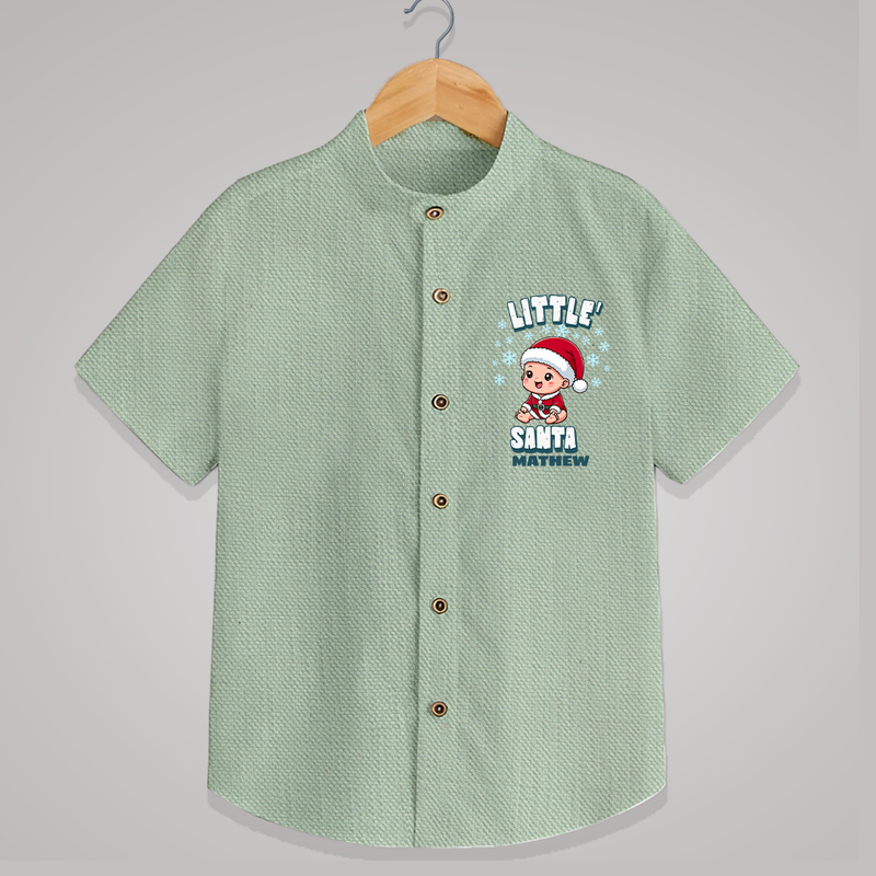 Little' Santa - Customized Shirt For Kids With Name - MINT GREEN - 0 - 6 Months Old (Chest 23")