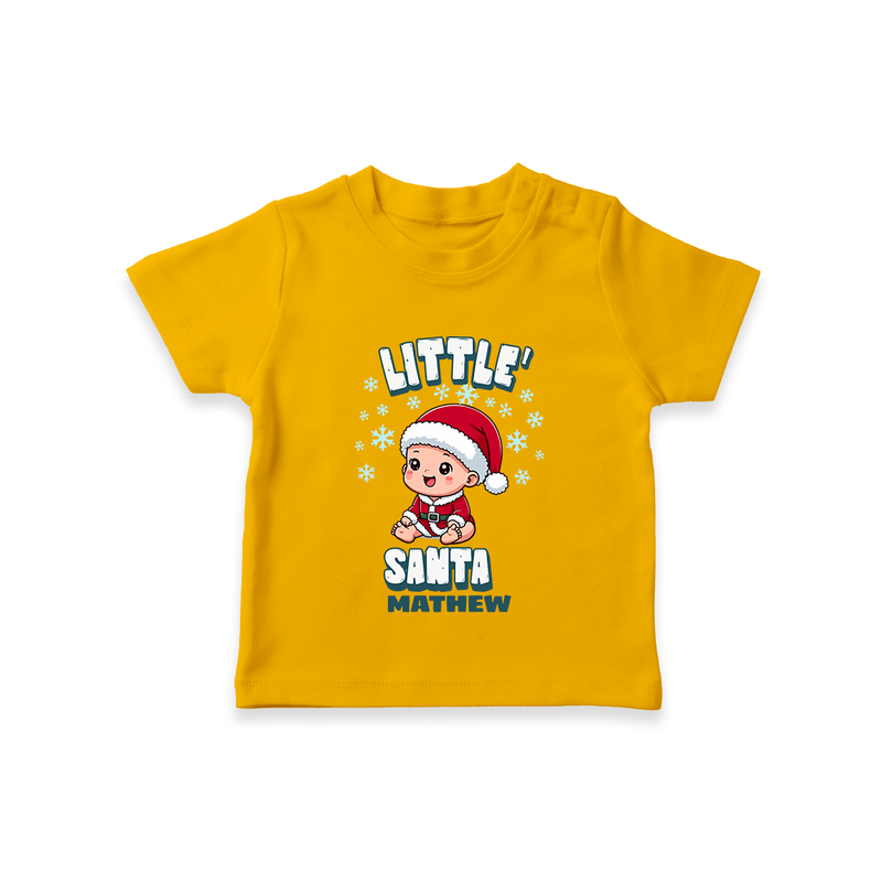 Little' Santa - Customized T-Shirt For Kids With Name - CHROME YELLOW - 0-5 Months Old (Chest 17")