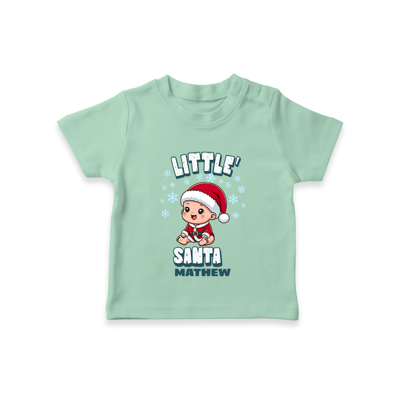 Little' Santa - Customized T-Shirt For Kids With Name - MINT GREEN - 0-5 Months Old (Chest 17")