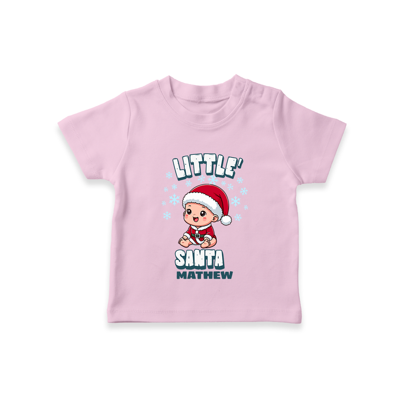 Little' Santa - Customized T-Shirt For Kids With Name - PINK - 0-5 Months Old (Chest 17")