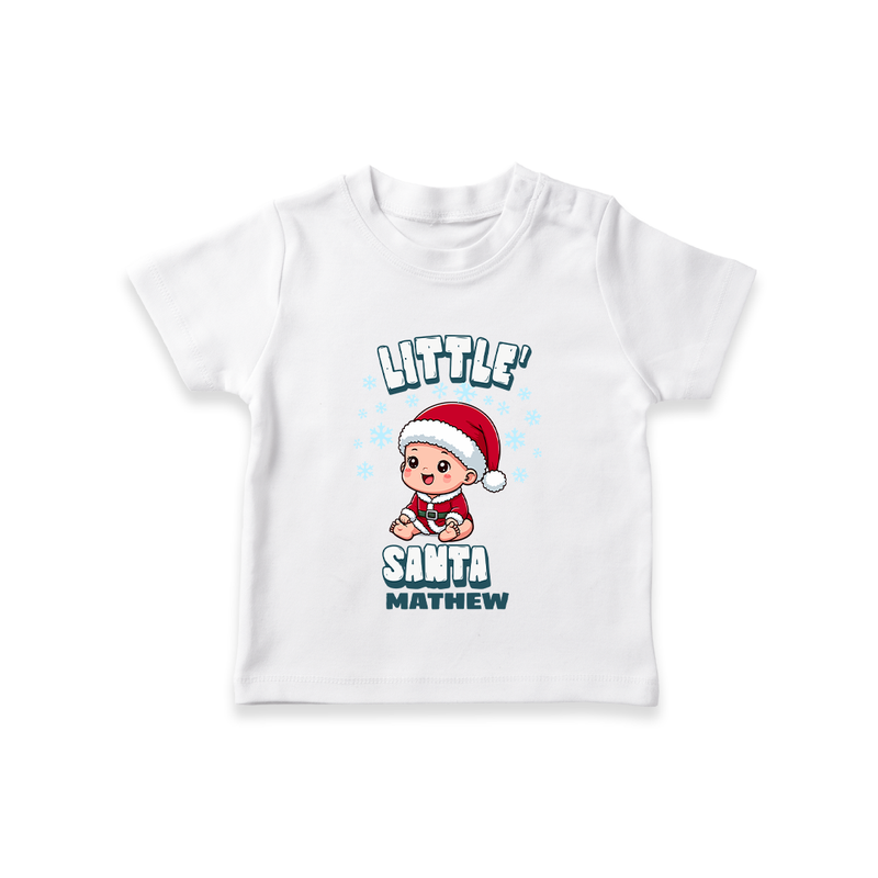 Little' Santa - Customized T-Shirt For Kids With Name - WHITE - 0-5 Months Old (Chest 17")