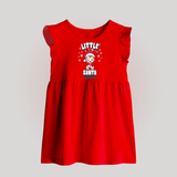 Little' Santa - Personalized Baby Frock With Name - RED - 0 - 3 Months Old (Chest 17")