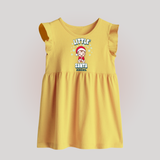 Little' Santa - Personalized Baby Frock With Name - YELLOW - 0 - 3 Months Old (Chest 17")