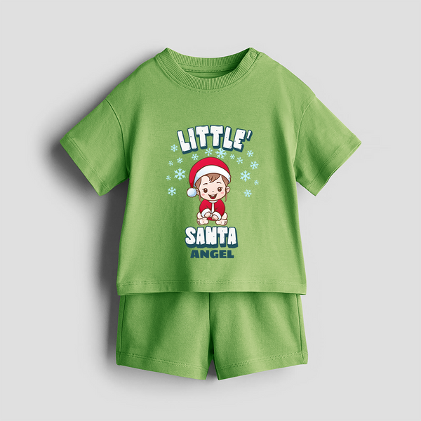 Little' Santa - Personalized Co-ord Set For Kids - KIWI GREEN - 0-5 months old  (Chest 18")