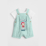 Little' Santa - Personalized Dungaree Set For Kids - ARCTIC BLUE - 0 - 5 Months Old (Chest 18")