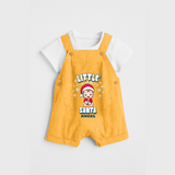 Little' Santa - Personalized Dungaree Set For Kids - PASTEL YELLOW - 0 - 5 Months Old (Chest 18")