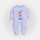 Little' Santa - Personalized Baby Sleep Suit For Kids - BABY BLUE - New Born (Chest 7.5")