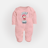 Little' Santa - Personalized Baby Sleep Suit For Kids - BABY PINK - New Born (Chest 7.5")