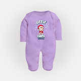 Little' Santa - Personalized Baby Sleep Suit For Kids - LILAC - New Born (Chest 7.5")