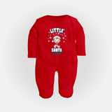 Little' Santa - Personalized Baby Sleep Suit For Kids - RED - New Born (Chest 7.5")