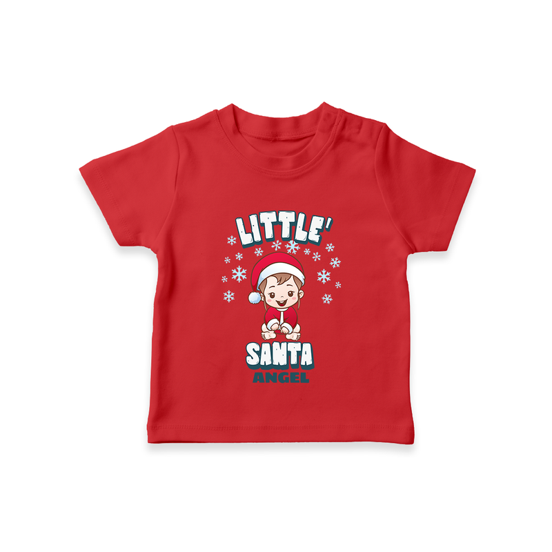 Little' Santa - Personalized T-Shirt For Kids - RED - 0-5 Months Old (Chest 17")