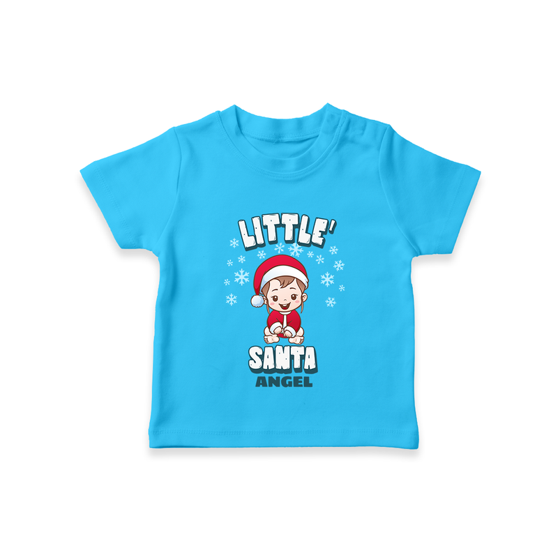 Little' Santa - Personalized T-Shirt For Kids - SKY BLUE - 0-5 Months Old (Chest 17")