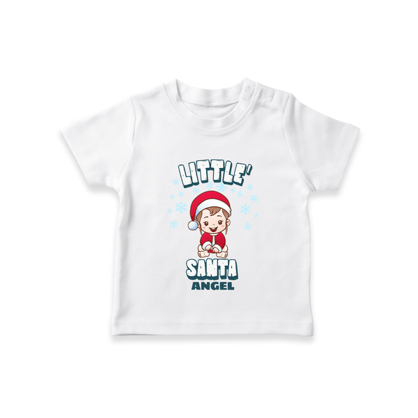 Little' Santa - Personalized T-Shirt For Kids - WHITE - 0-5 Months Old (Chest 17")