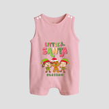 Little' Santa - Kids Romper Suit With Customized Name - BABY PINK - 0 - 5 Months Old (Chest 18")