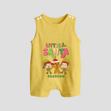 Little' Santa - Kids Romper Suit With Customized Name - PASTEL YELLOW - 0 - 5 Months Old (Chest 18")