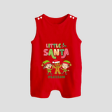 Little' Santa - Kids Romper Suit With Customized Name - RED - 0 - 5 Months Old (Chest 18")