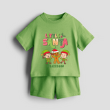 Little' Santa - Kids Co-ord Set With Customized Name - KIWI GREEN - 0-5 months old  (Chest 18")