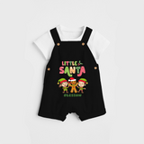 Little' Santa - Kids Dungaree Set With Customized Name - BLACK - 0 - 5 Months Old (Chest 18")