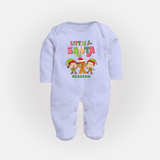 Little' Santa - Kids Baby Sleep Suit With Customized Name - BABY BLUE - New Born (Chest 7.5")