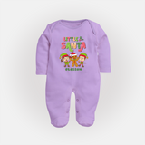 Little' Santa - Kids Baby Sleep Suit With Customized Name - LILAC - New Born (Chest 7.5")