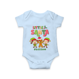 Little' Santa - Baby Romper With Customized Name - BABY BLUE - 0 - 3 Months Old (Chest 16")