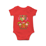 Little' Santa - Baby Romper With Customized Name - RED - 0 - 3 Months Old (Chest 16")