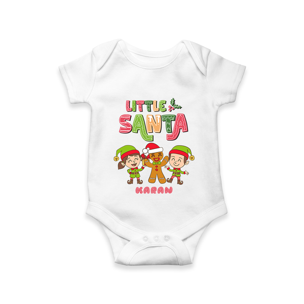 Little Santa & Friends |Custom Baby Romper - WHITE - New Born (Chest 14")